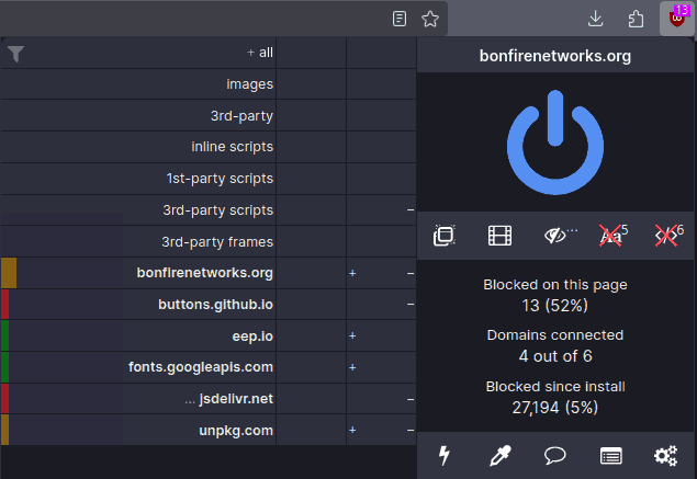 bonfire ublock