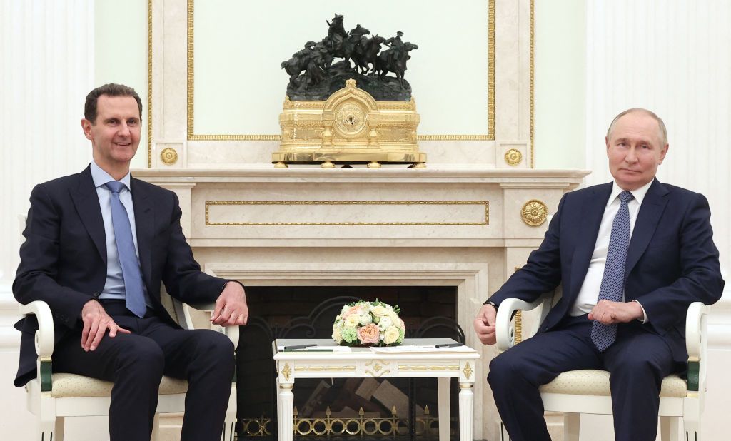 Russia’s President Vladimir Putin meets with Syria’s President Bashar al-Assad at the Kremlin in Moscow on July 24, 2024.