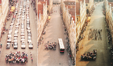 road space comparison of 60 people with different vehicles