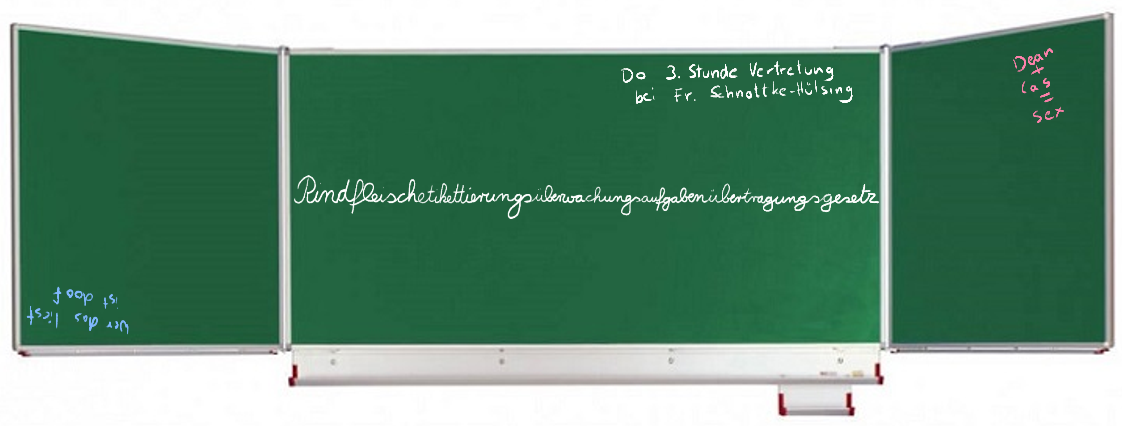 The above image of a blackboard now has various stupid German stuff written on it.