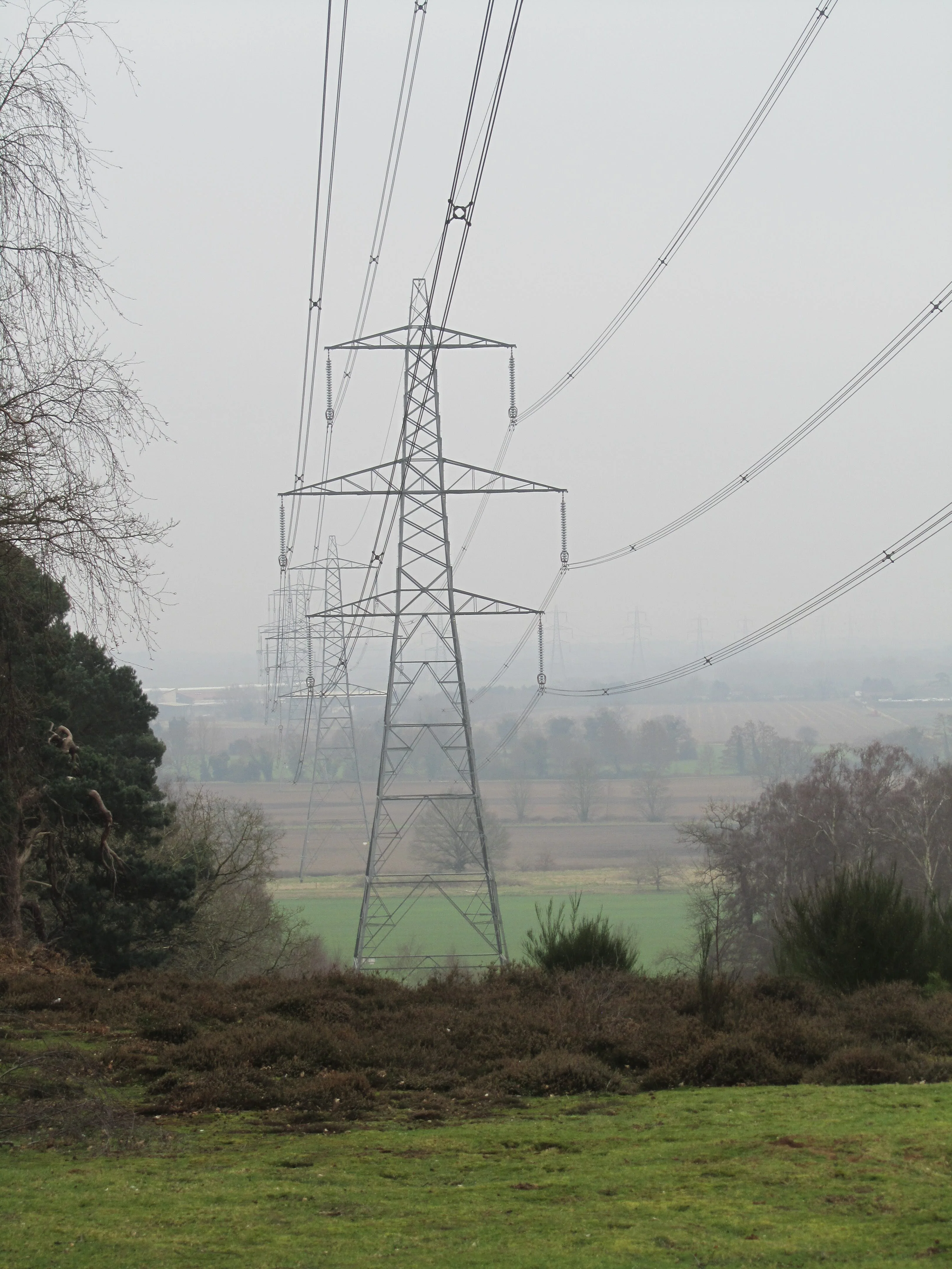 misty pylons going into the distance