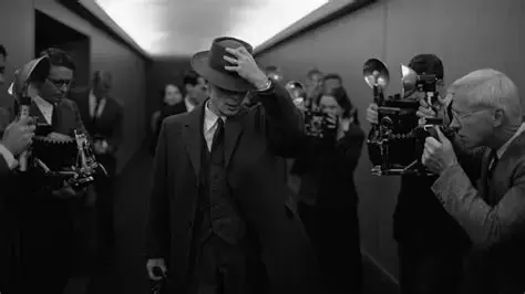 picture of Oppenheimer movie, scene in black and white