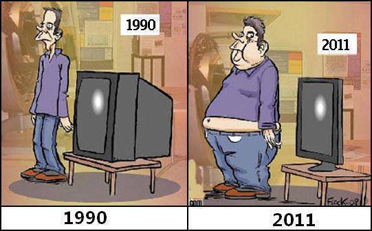 slim tv, fat guy