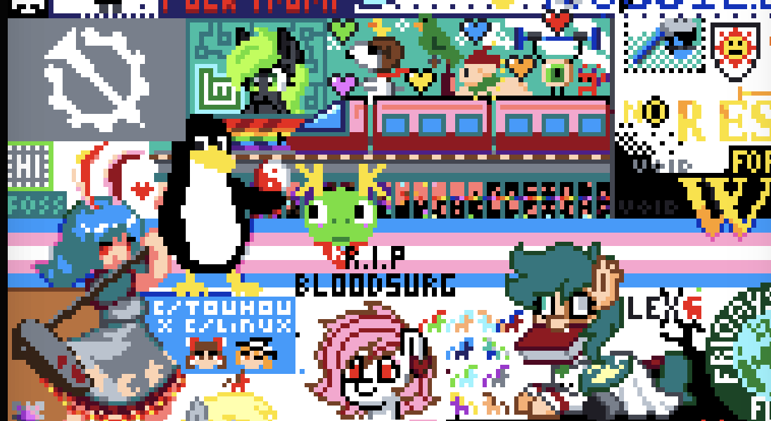 screenshoot of the train along our avatars : binette, oeil, snoopy, innermeerkat