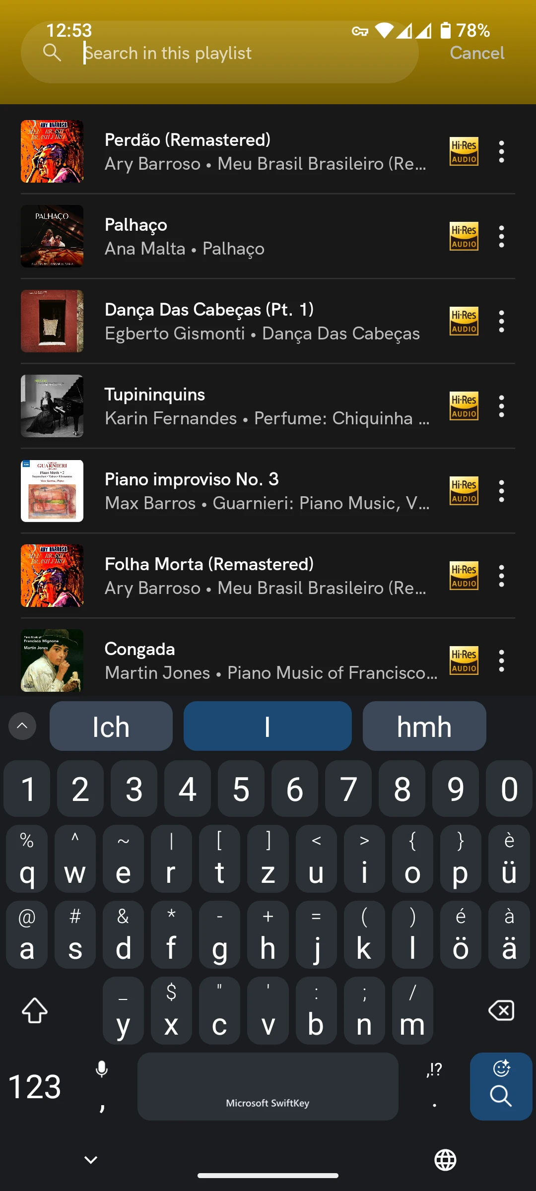 searching in a playlist in qobuz