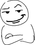 A simplified character crossing their arms smugly 