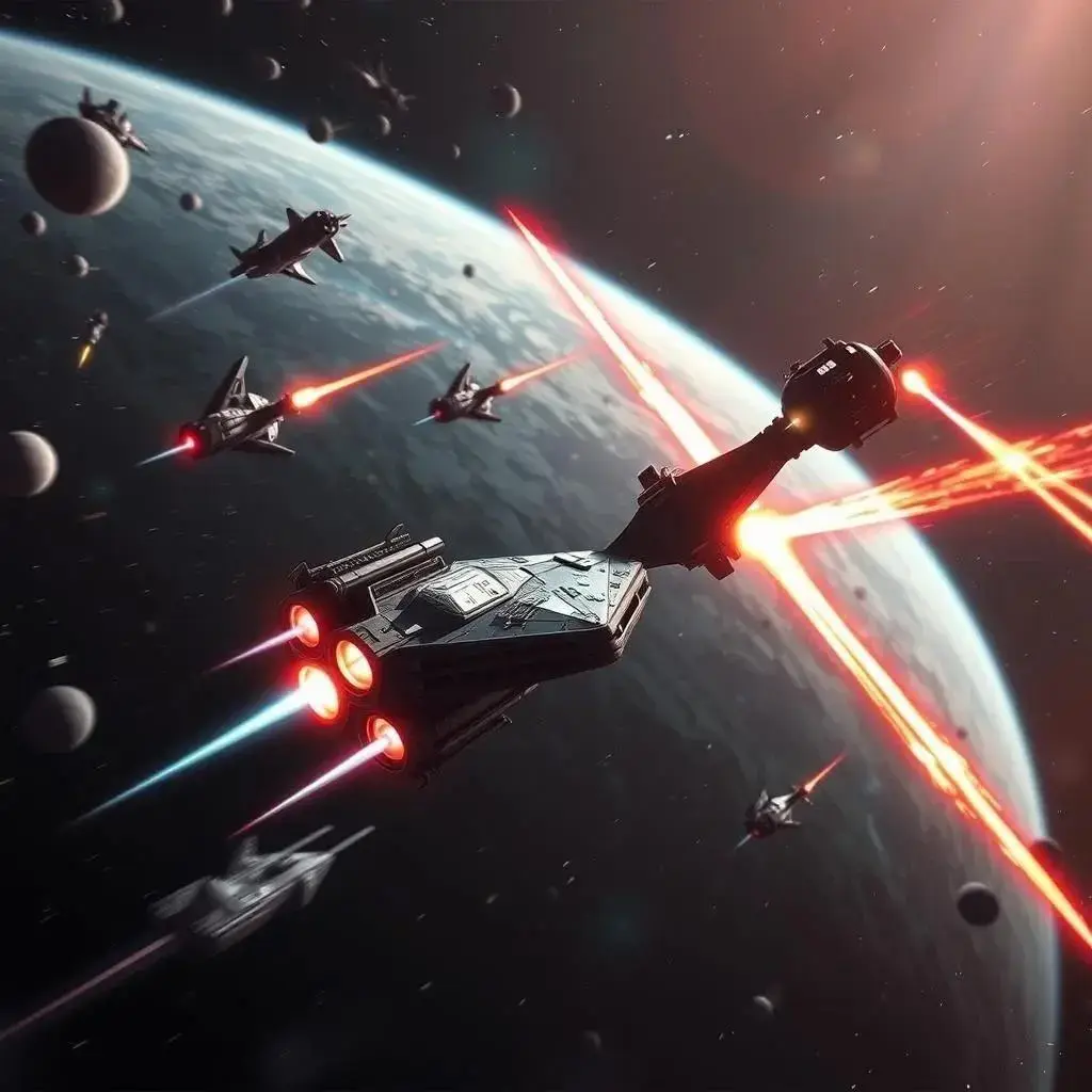 Image with seed 533349479 generated via AI Horde through @aihorde@lemmy.dbzer0.com. Prompt: a 3840x2160 4k image of ships battling in space