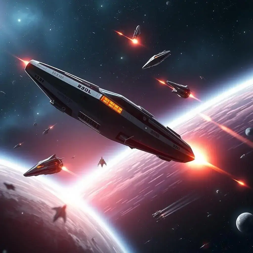 Image with seed 59767 generated via AI Horde through @aihorde@lemmy.dbzer0.com. Prompt: a 3840x2160 4k image of ships battling in space