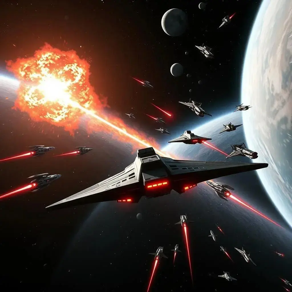 Image with seed 90129 generated via AI Horde through @aihorde@lemmy.dbzer0.com. Prompt: a 3840x2160 4k image of ships battling in space