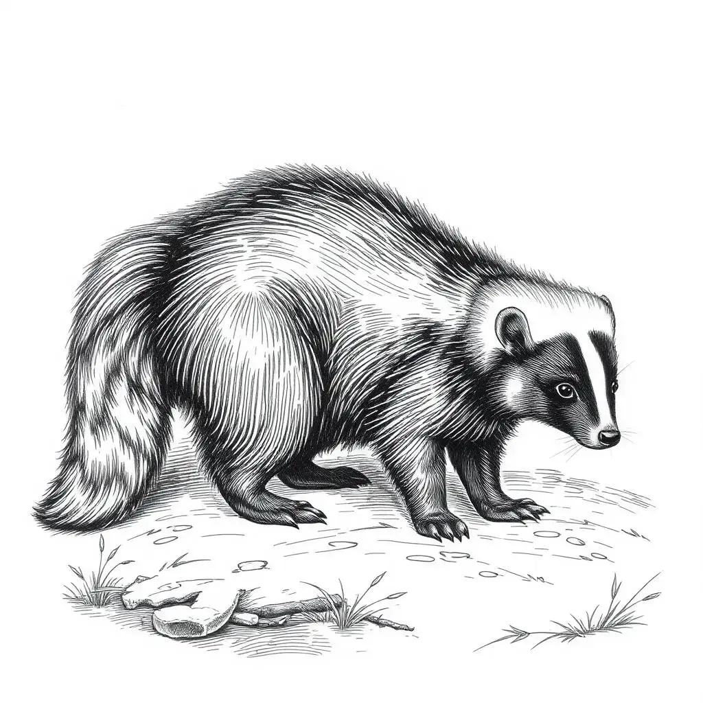 Image with seed 2988431829 generated via AI Horde through @aihorde@lemmy.dbzer0.com. Prompt: An engraving of a skunk.  