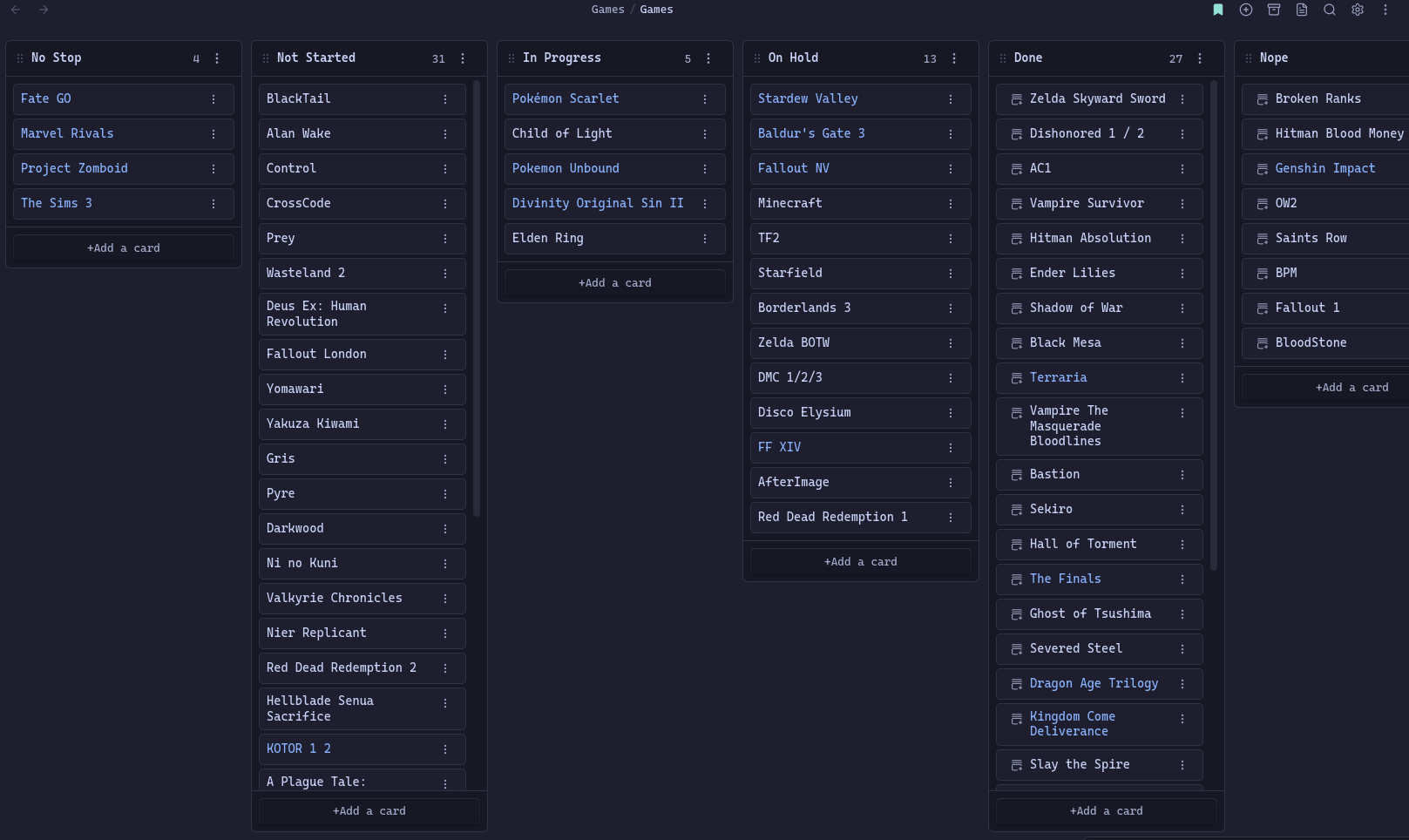Obisidan kanban screenshot