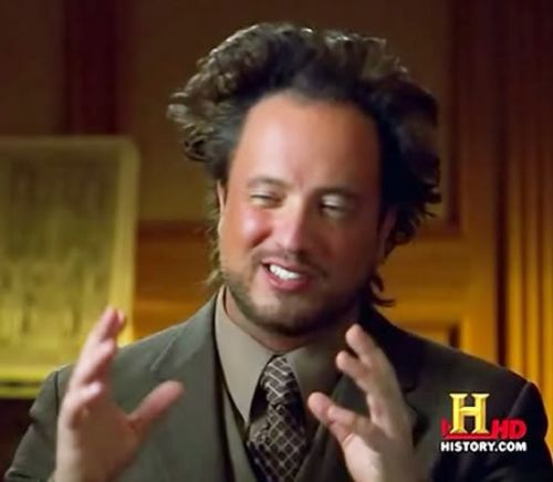 Giorgio A. Tsoukalos "aliens guy" meme, no text