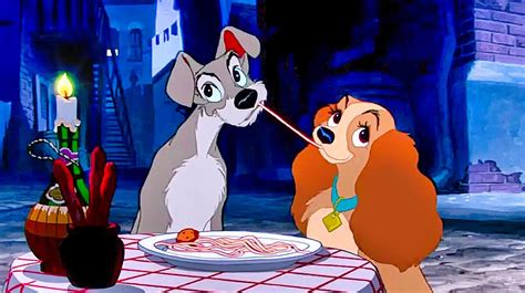 Lady and the Tramp sharing spaghetti
