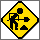 Retro animated gif of a construction sign