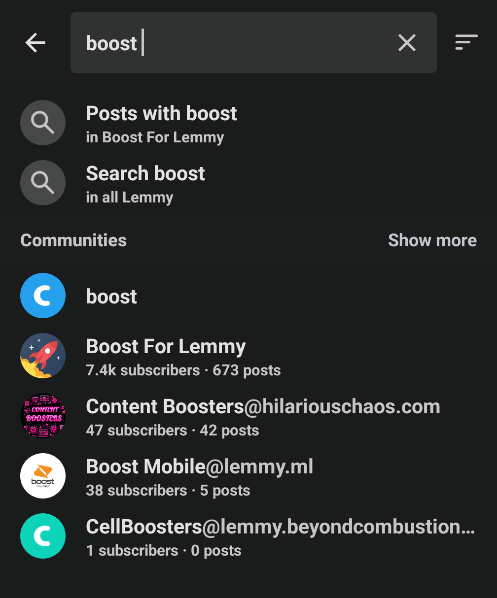 Search results example