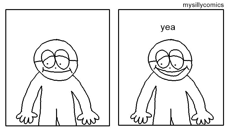 The last two panels of mysillycomics' "hey little man how's it going" comic, with a disappointed character saying "yea"