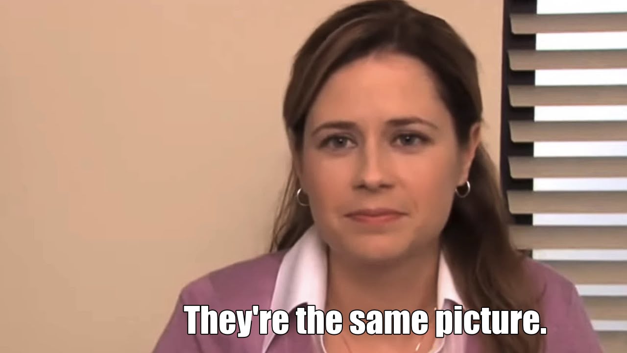 Pam from "The Office": They're the same picture