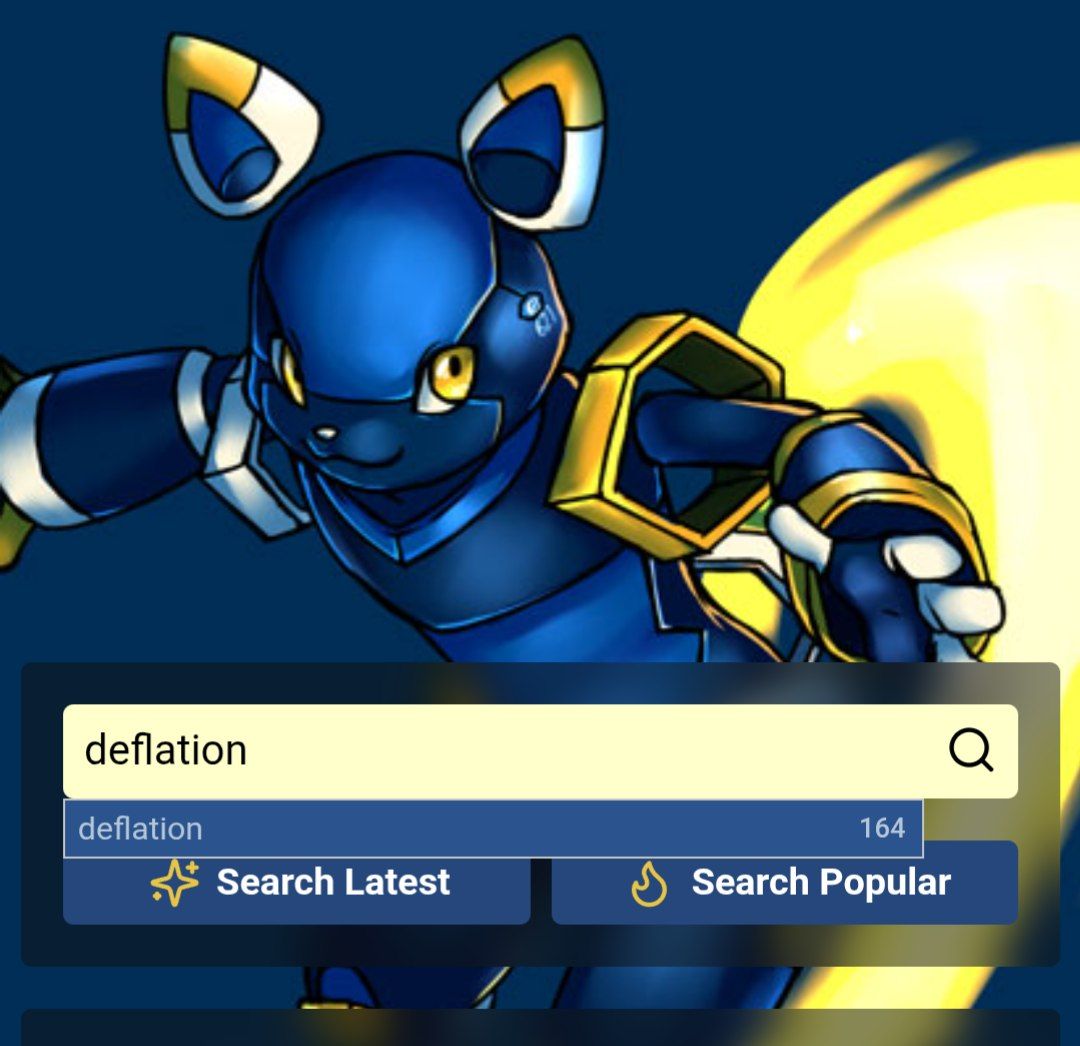 a search for deflation on a furry website with only 164 results