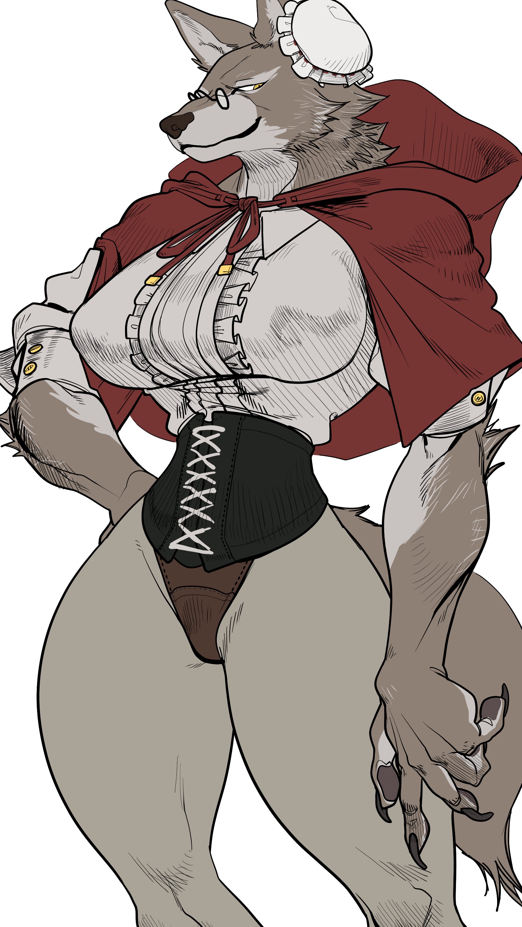 A very, very curvy wolf-Anthro version of Red Riding Hood's grandma