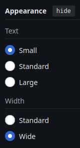my settings of the wiki page. This particular one is wiki.archlinux.org, but my settings on wikipedia are similar