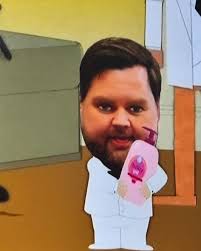 JD Vance from south park, holding lotion or oil