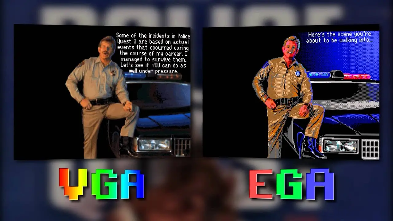 VGA vs EGA, from the game 'Police Quest 3'