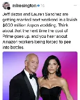 Bezos' Wedding costs $600.000.000