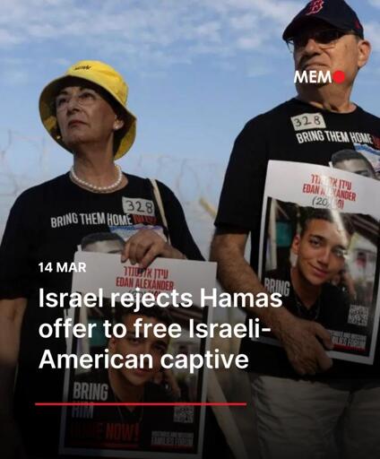 Israel rejects Hamas offer to release Israeli-American captive